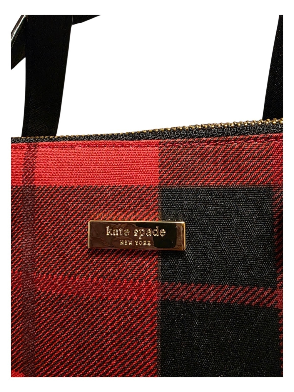 Kate Spade Newbury Lane Plaid Small Rachelle Satchel with Leather Trim-Like New - Picture 4 of 13